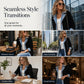 Elegant damekåpe i denim med ribbestrikket innsats