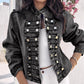 Dame vintage symmetrisk knapp denimjakke