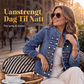 Dame vintage symmetrisk knapp denimjakke