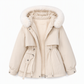 Dame vattert parkas med imitert pels for vinter