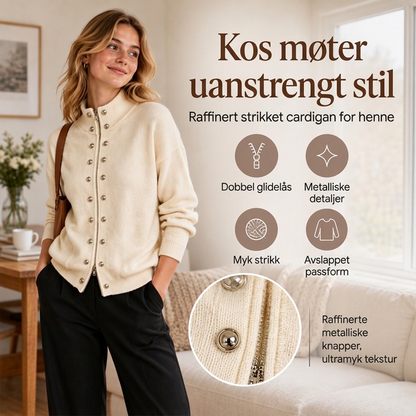 Damen-Strickjacke mit Stehkragen und Doppelknopfleiste