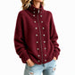 Damen-Strickjacke mit Stehkragen und Doppelknopfleiste