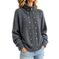 Damen-Strickjacke mit Stehkragen und Doppelknopfleiste