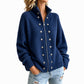 Damen-Strickjacke mit Stehkragen und Doppelknopfleiste