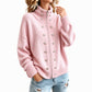 Damen-Strickjacke mit Stehkragen und Doppelknopfleiste