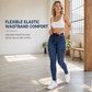 Jeggings for kvinner med høy midje, elastisk snøring, cargo-stil og smal passform i denim