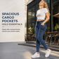 Jeggings for kvinner med høy midje, elastisk snøring, cargo-stil og smal passform i denim