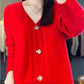 Kjøp 2 og få gratis frakt - Mujeres Slouchy Slouchy Faux Cashmere Cardigan med knapper foran